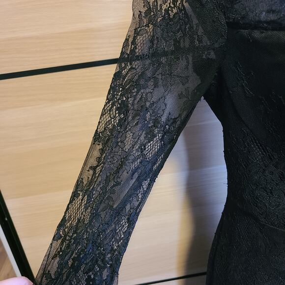 NEW Lulus Desirably Dramatic Black Lace Dress Womens L MIDI Whimsigoth Witchy - Picture 7 of 15